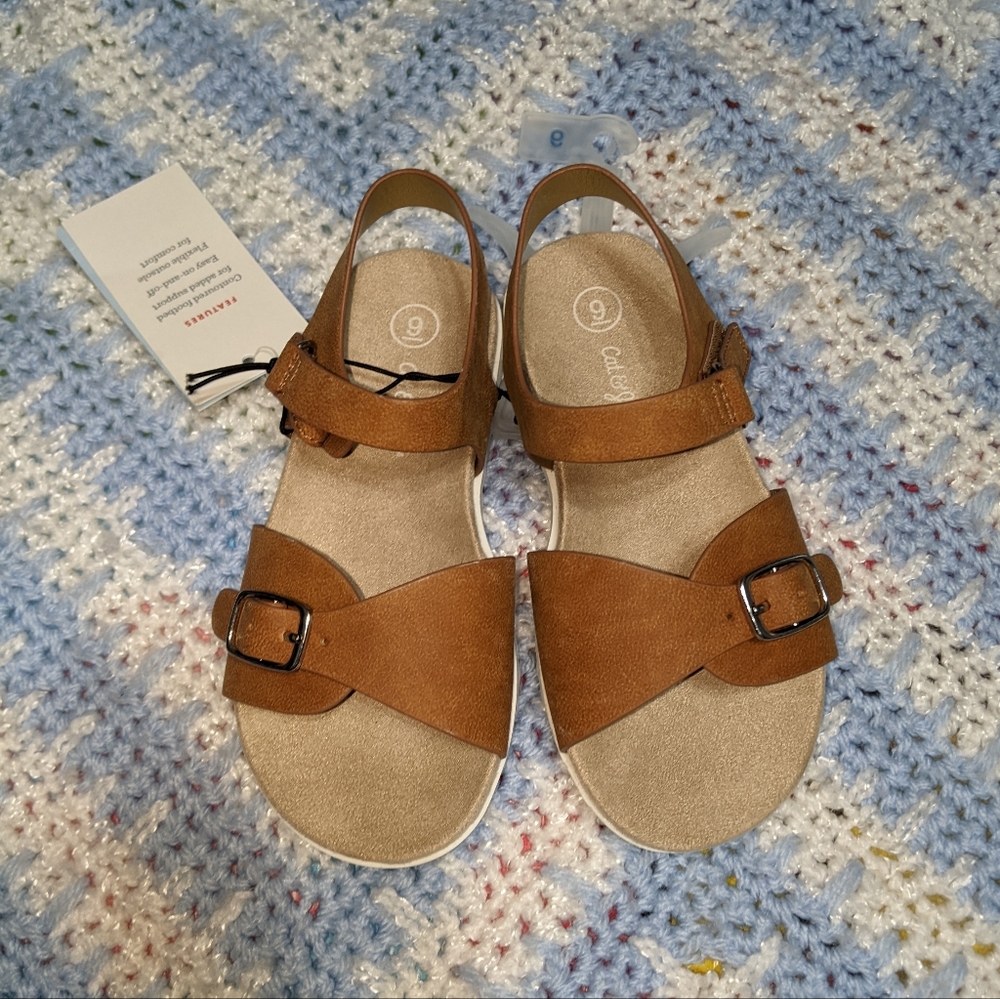 Cat & Jack Cognac Shaelyn Footbed Toddler Sandals - Size 9T